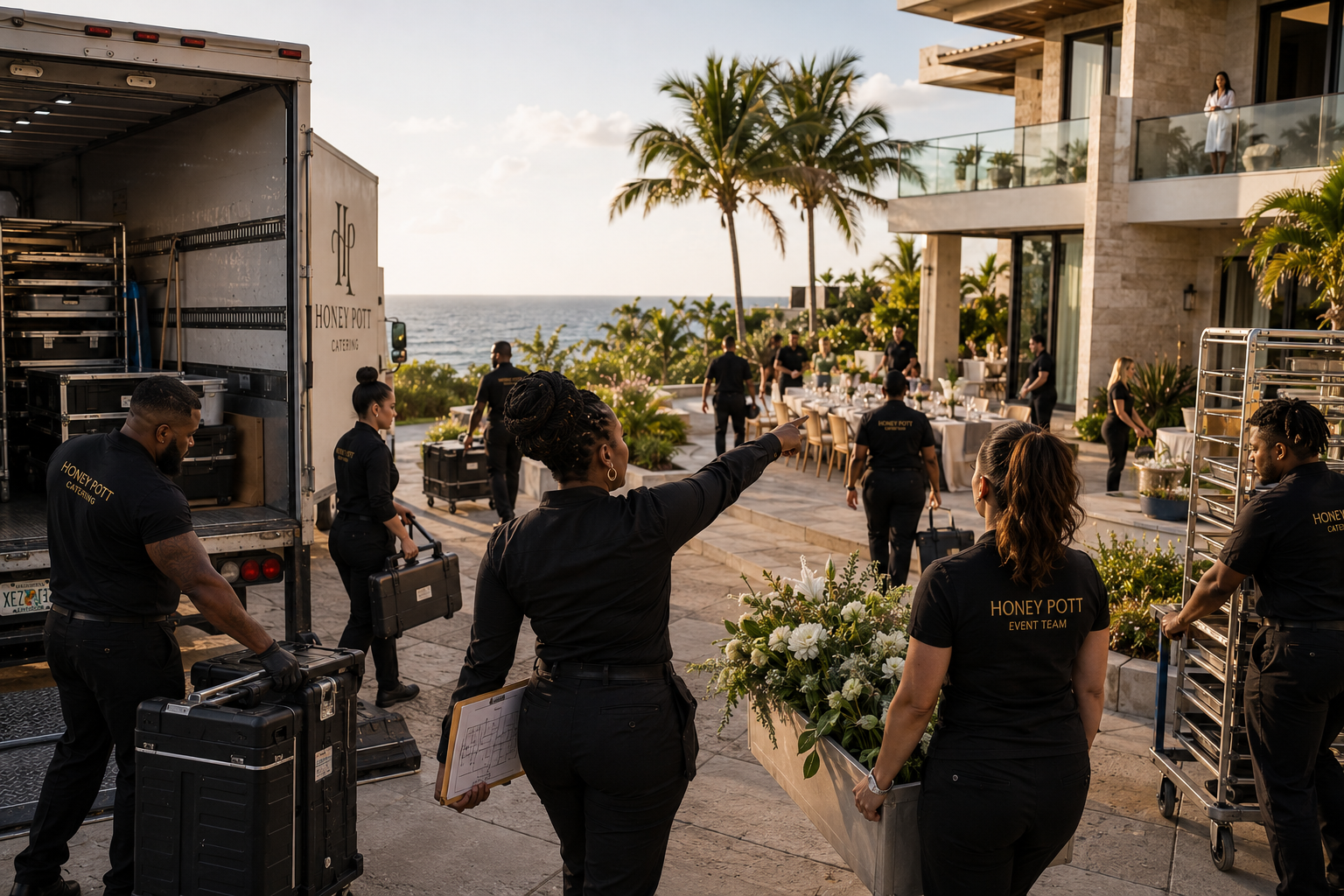 HoneyPott team arriving at estate